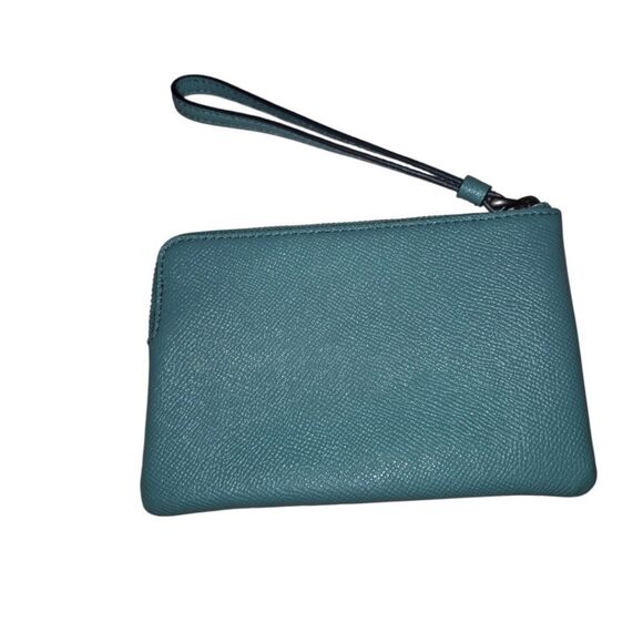 Coach Teal Leather Wristlet Wallet clutch - Picture 2 of 8